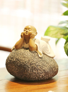 中式风禅意小沙弥摆件桌面装饰