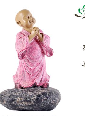 高档创意禅趣礼品 一角禅铁丸石小沙弥 恭喜