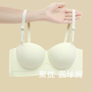 圆圆胸内衣女小胸聚拢显大无肩带抹胸防滑收副乳防下垂潮汕文胸