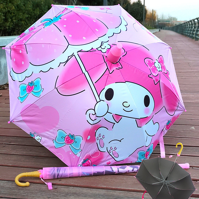 卡通库洛米儿童雨伞手动长柄防晒黑胶小学生可爱卡通雨伞幼儿园