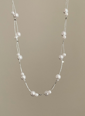 轻奢复古双层缠绕珍珠项链女小众高级优雅时尚潮流百搭颈链锁骨链