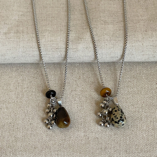 葡萄串天然石钛钢项链女小众设计感复古轻奢时尚 百搭颈链锁骨链