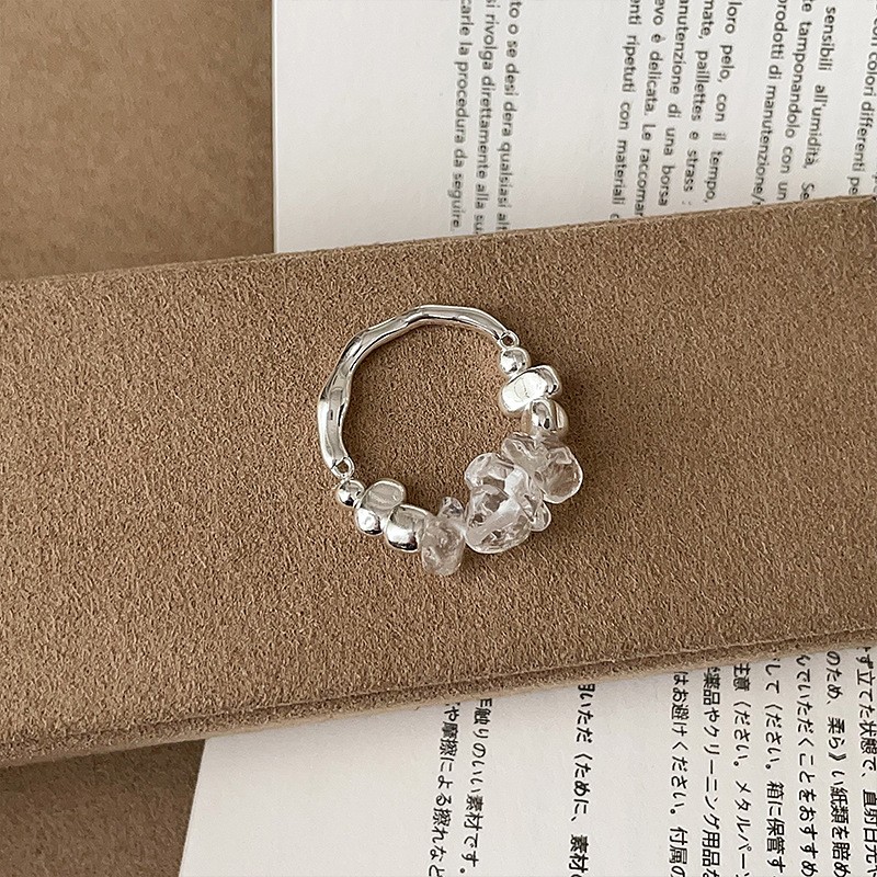 不规则串珠碎银戒指女简约设计感个性百搭时尚潮流通勤指环戒子