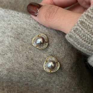 法式 气质百搭耳环耳饰 复古锆石珍珠金属花朵耳钉女轻奢高级感个性