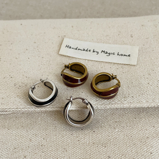 几何滴油圆形做旧金属耳扣女小众高级感个性 气质百搭耳环耳饰 时尚