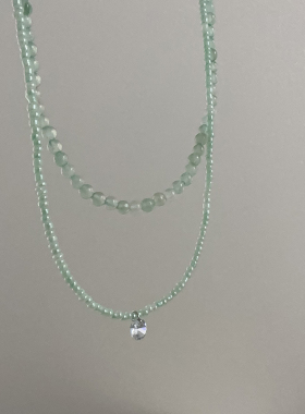 爆款小清新夏季薄荷色天然石串珠可叠戴项链女个性时尚颈链锁骨链