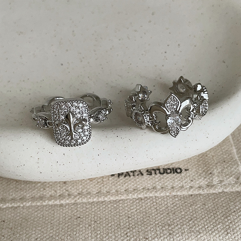 重工细闪鸢尾花锆石戒指女轻奢小众独特精致时尚潮流百搭指环戒子