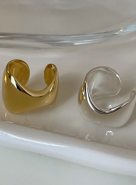 夸张几何光面金属扳指戒指女欧美潮流小众个性精致百搭指环戒子