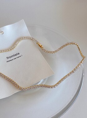 冷淡风复古韩国东大门水钻项链女简约百搭小众气质颈链锁骨链项圈