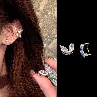 轻奢细闪蝴蝶锆石耳骨夹女小众高级感时尚潮流百搭无耳洞耳环耳饰