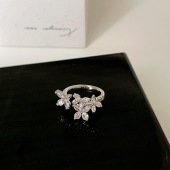 轻奢高级感锆石蝴蝶开口戒指女精致优雅时尚 气质百搭指环戒子 个性