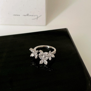 轻奢高级感锆石蝴蝶开口戒指女精致优雅时尚个性气质百搭指环戒子