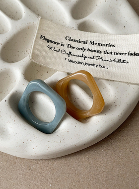 小众ins几何方形树脂戒指女高级感个性独特百搭时尚潮流指环戒子