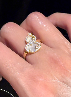 轻奢贝母葫芦开口戒指女复古优雅高级感个性时尚气质百搭指环戒子