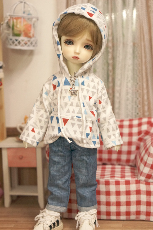 现货三角彩旗连帽衫卫衣娃衣bjd娃娃衣服6分yosd大六分imdaA54