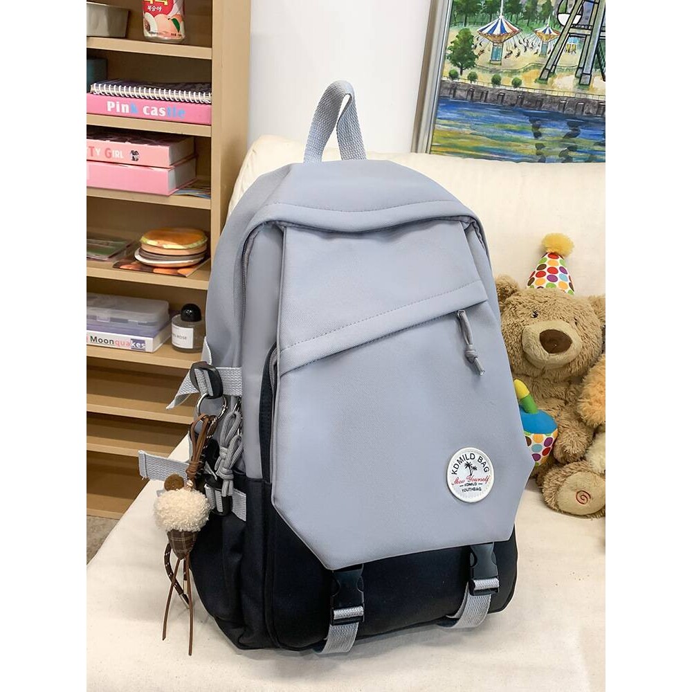 品牌官方双肩包女中学生书包大学生简约减负背包撞色大容量学院风
