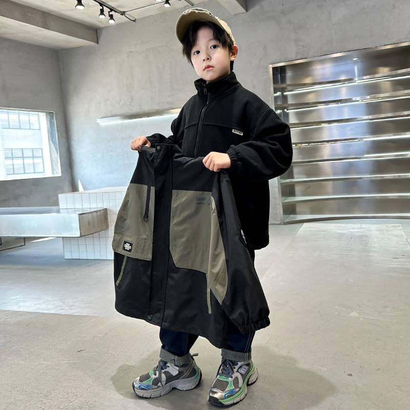 专柜品牌男童棉服三合一冲锋衣连帽外套冬装2025新款中大童装儿童