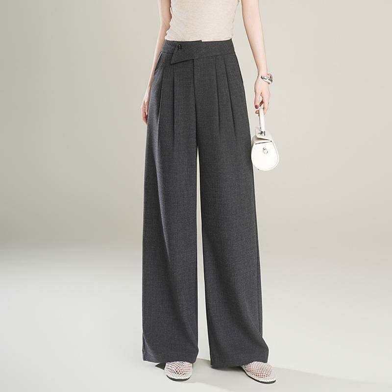 专柜品牌西装阔腿裤女宽松显瘦百搭2026春夏高腰休闲直筒垂坠感气