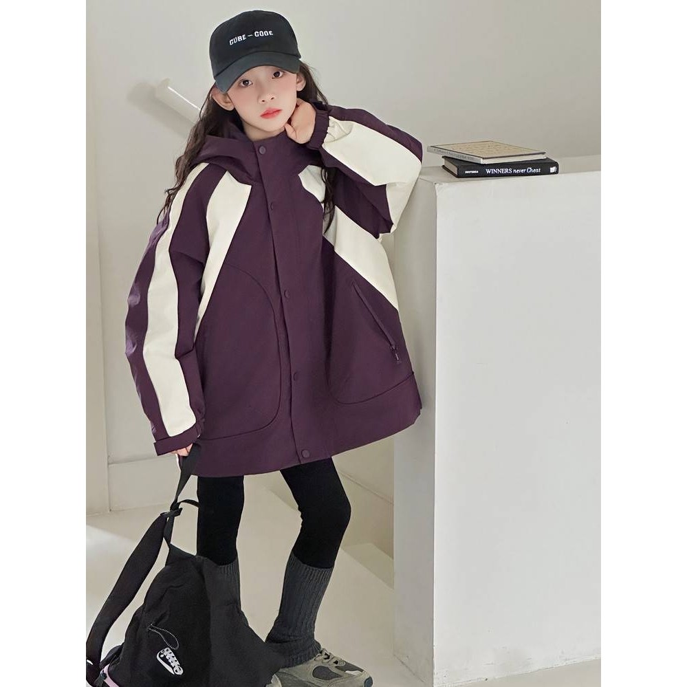 专柜品牌女童冲锋衣2025新款冬季洋气时髦中大童儿童夹棉加厚时尚