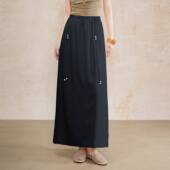 松紧腰百搭半身裙女韩版 休闲中长款 洋气纯色 新款 专柜品牌2026春季