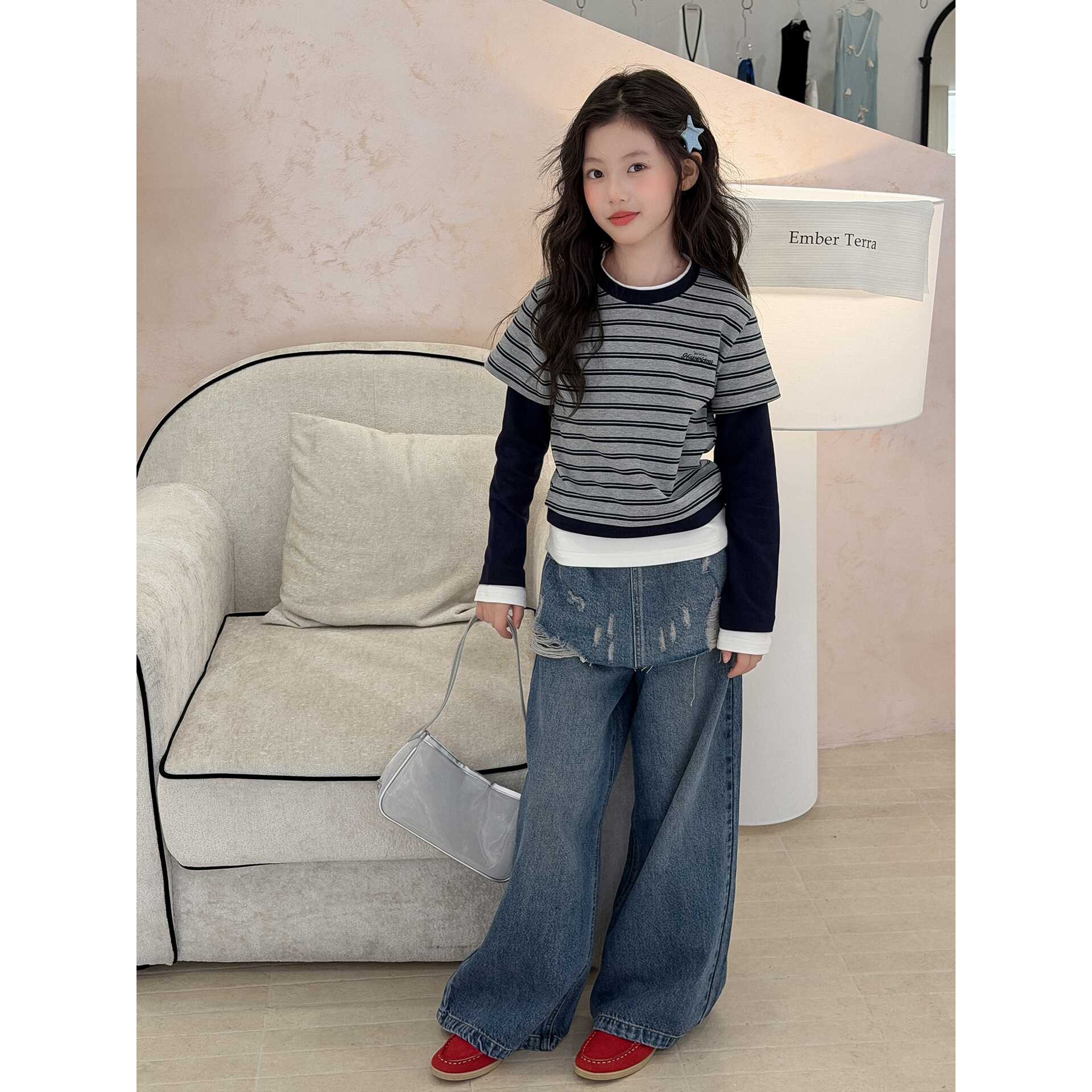 品牌官方初中女生2026新款套装高级感好看的衣服女童秋季休闲牛仔