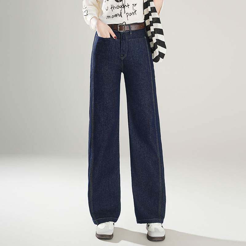 专柜品牌牛仔裤女士春季新款2026年直筒宽松阔腿长裤高腰显瘦设计