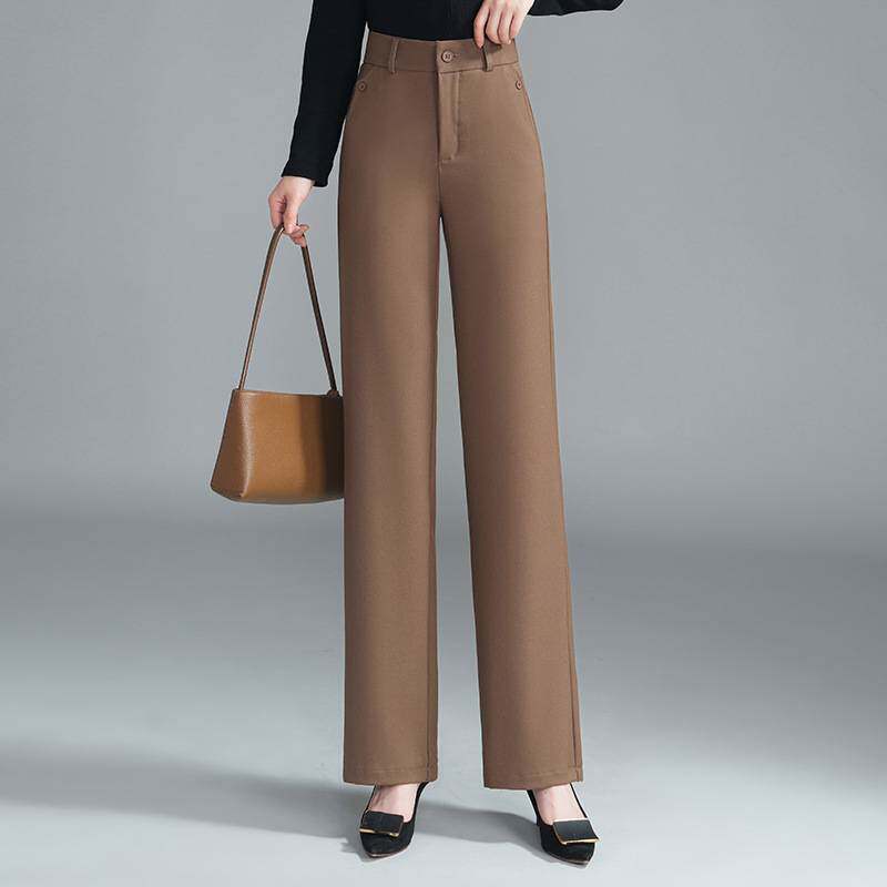 专柜品牌西装裤女休闲直筒裤2026年春夏季新款高腰垂感窄版阔腿裤