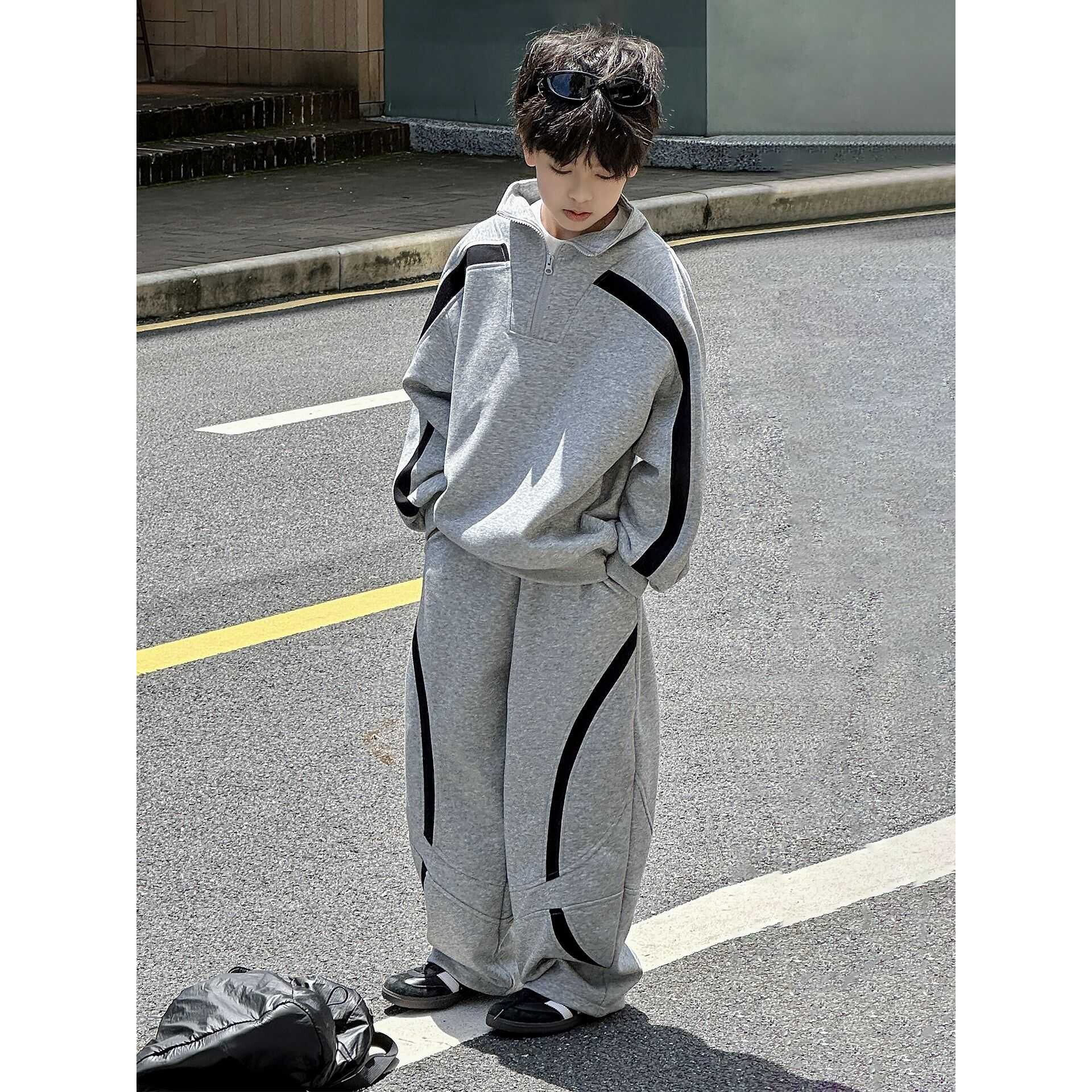品牌官方儿童立领卫衣套装2026新款中大童帅气时髦秋季男童韩版潮