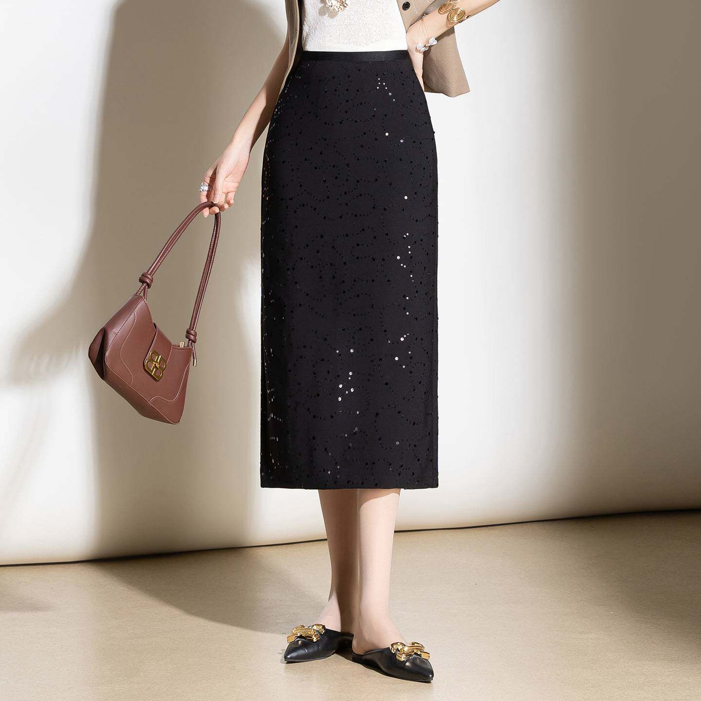 专柜品牌今年流行亮片半身裙女2026春秋季新款高腰显瘦显高时尚直