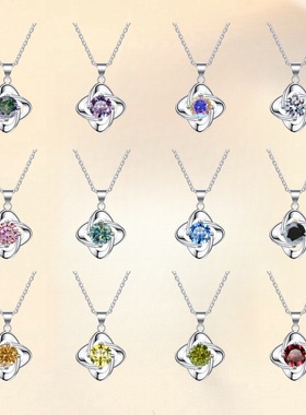 工厂批发简约s925纯银项链高级感时尚四叶草吊坠一克拉莫桑石跨境