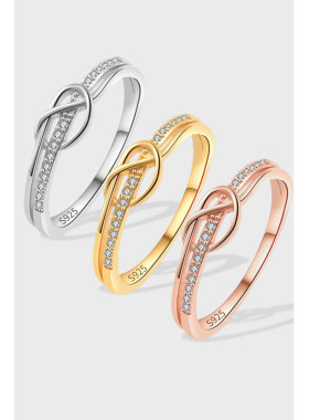 跨境热销 s925纯银双打结缠绕戒指女简约时尚欧美风网红食指环饰