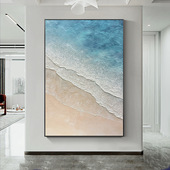 现代简约大海沙滩肌理画客厅沙发装 饰画玄关走廊挂画抽象手绘油画