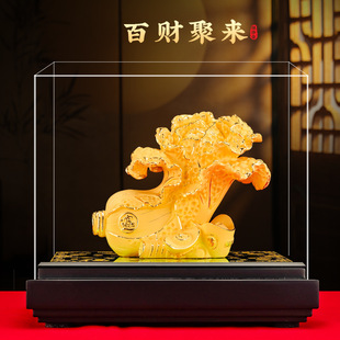 绒沙金白菜摆件黄金百财聚来开业乔迁招财客厅酒柜玄关礼品装 饰