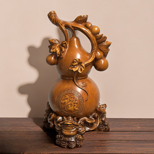 多福多财葫芦摆件家居饰品木纹摆件办公室店铺前台收银台装饰品