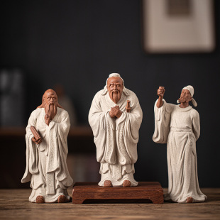 禅意紫砂历史人物孔子像李白摆件家居书房办公室玄关装 饰礼品送人