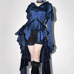 白哥特风lolita内搭基佬王子装上衣暗黑小众废土风复古洛丽塔衬衫