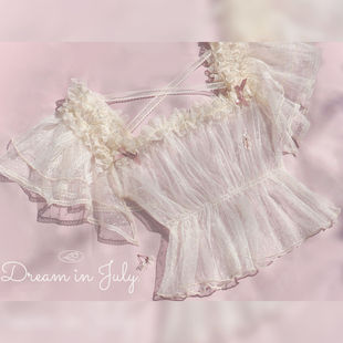 lolita丝缎芭蕾内搭薄纱衣蕾丝夏季网纱白色打底衫白色短袖洛丽塔