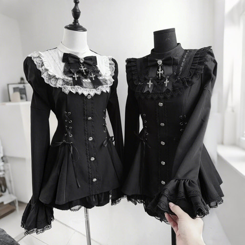 喇叭袖蕾服日系少女穿搭