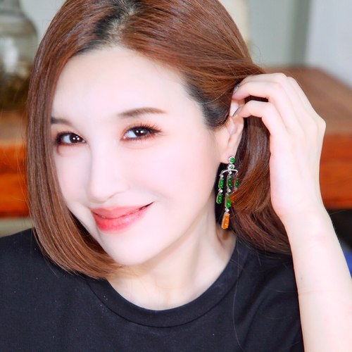 承李李原创设计 珠宝翡翠钻石冰种豪金镶嵌人气 重工耳饰女