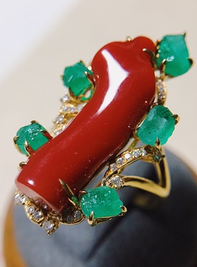 承李李原创设计风18k金镶嵌戒指