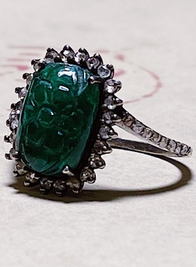 承李李原创设计风祖母绿玛瑙戒指