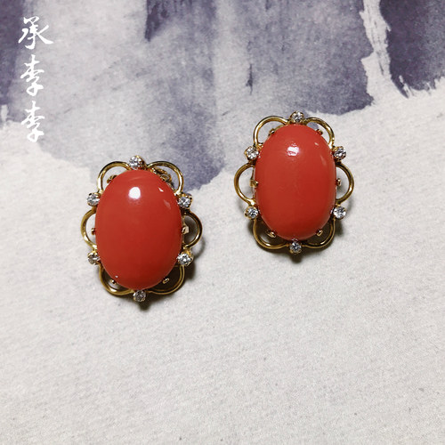 承李李原创设计 珠宝红宝石彩色宝石重工镶嵌爆款 轻奢耳饰女