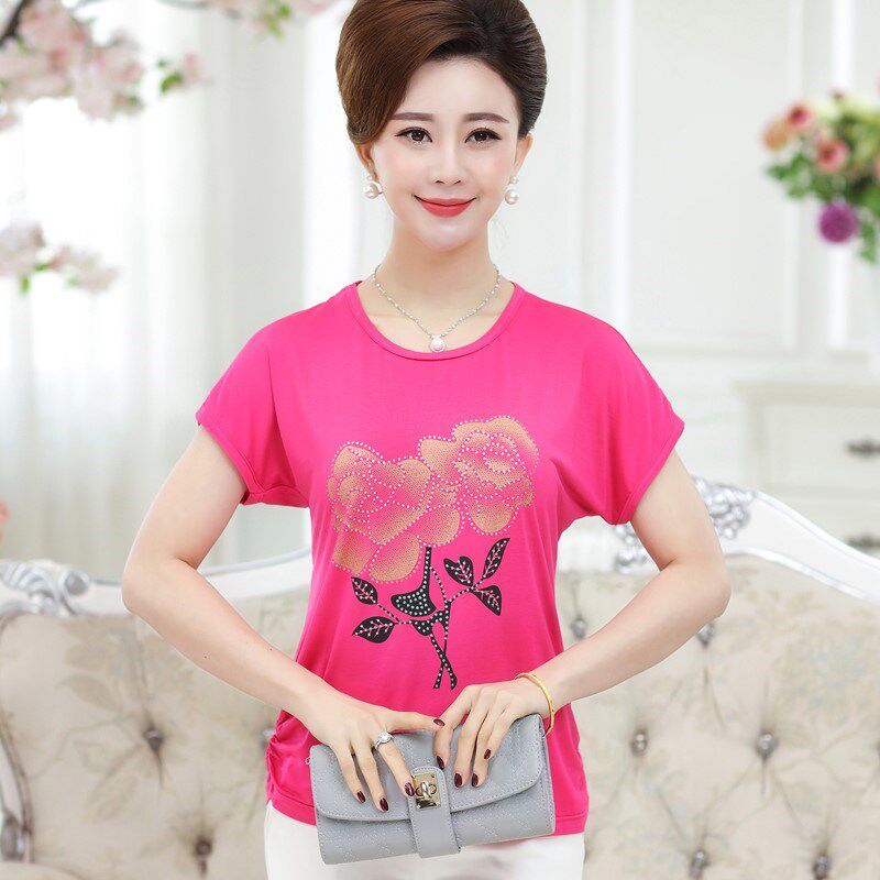 Ethnic style atmosphere motion jacket T-shirt simple Fashionable black t-shirts Middle-aged person mom Summer wear Short sleeved womanin the Women's clothing/Boutique , Middle-aged women  category - from Buy2taobao.com to provide professional Taobao agent buy service