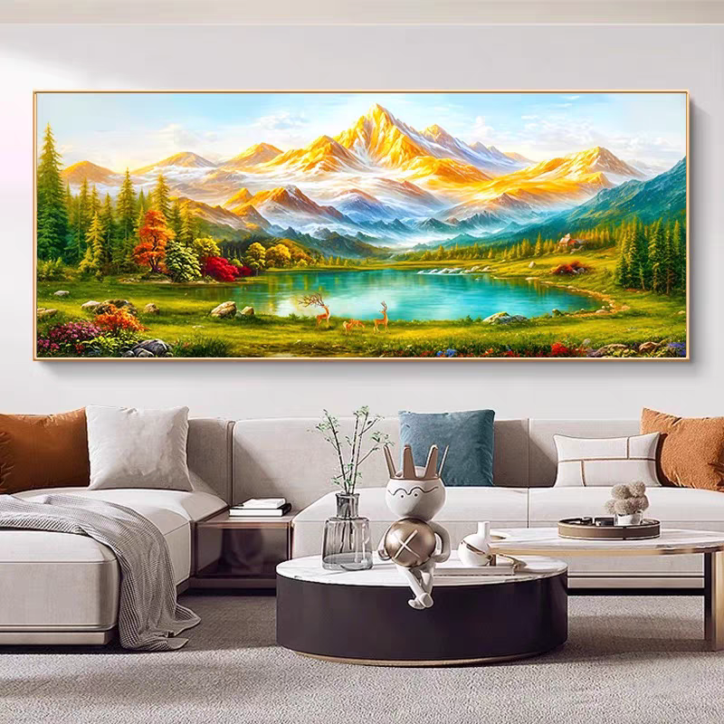 日照金山钻石画新款客厅卧室满钻点钻十字绣手工钻石绣贴画风景画,居家布艺,钻石绣,淘宝优惠券,粉丝福利购,淘宝优惠卷