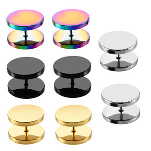 韩版简约男女通用外贸出口耳饰现货手工抛光真空电镀双面圆饼耳钉