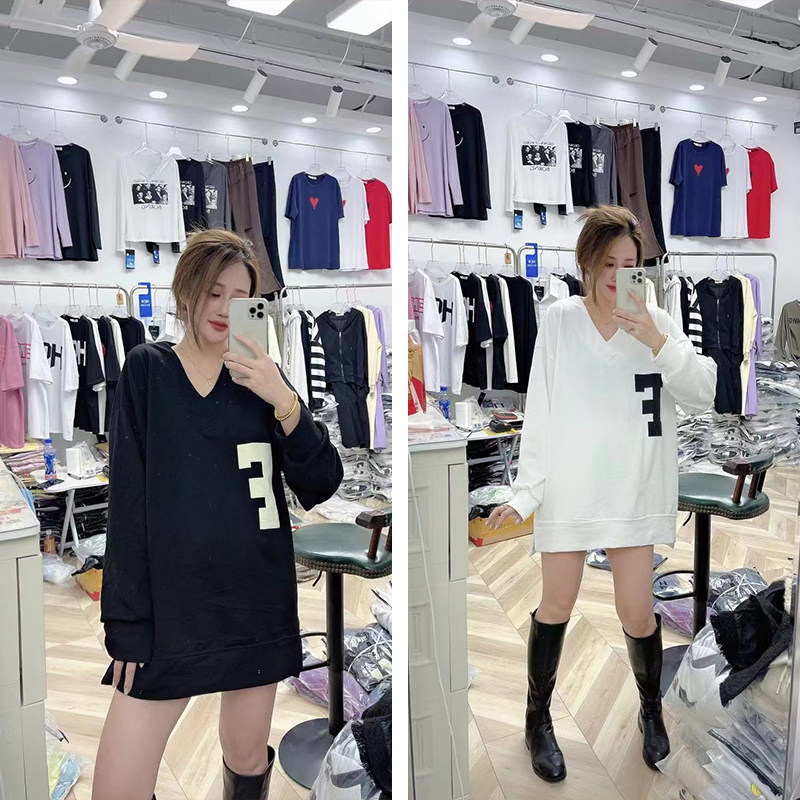 大码女装胖mm2022秋季新款韩版时尚宽松遮肚显瘦卫衣中长款上衣潮