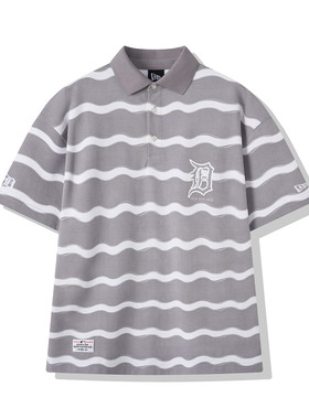 NewEra纽亦华2025新款短袖条纹衬衫MLB宽松舒适灰色13718747