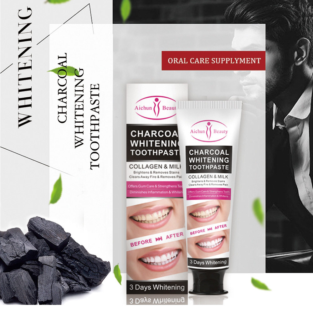 英文版艾纯美白牙膏aichun whitening toothpaste deep cleaning