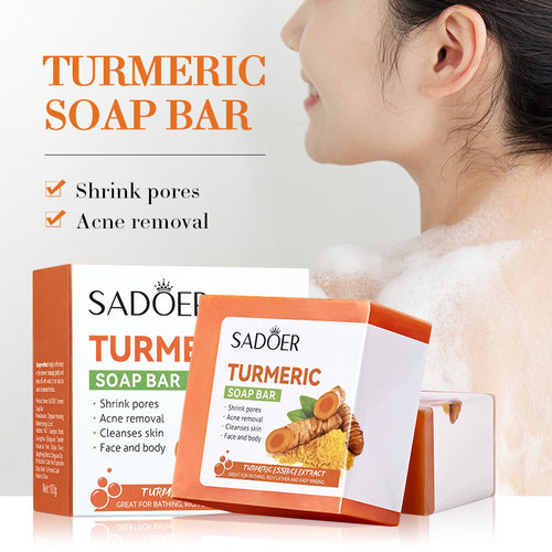 Face body Turmeric soap bar shrink pores remove acne clean