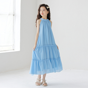 三亚穿搭女童夏季连衣裙2025新款洋气小姑娘夏天裙子波西米亚长裙